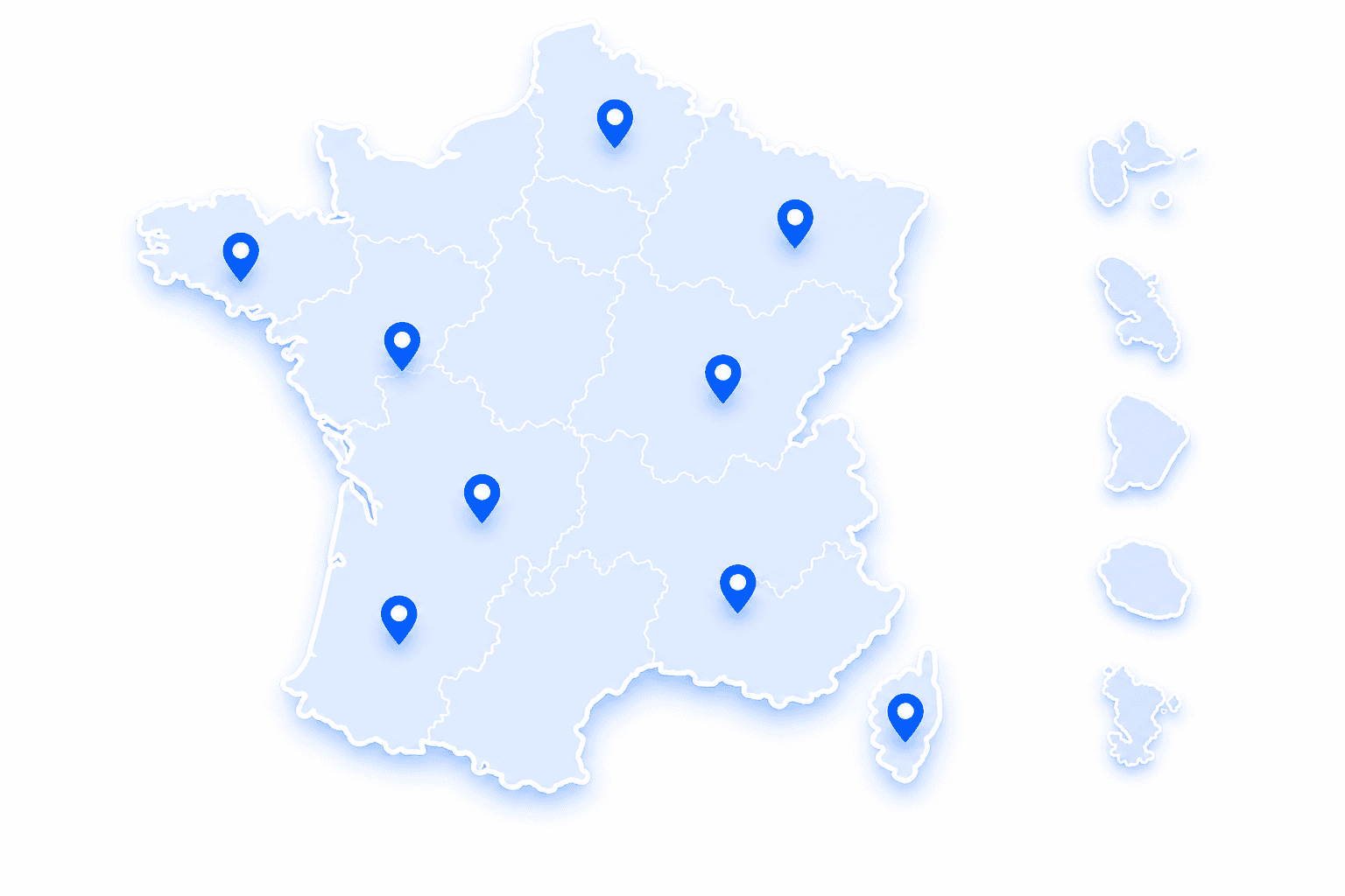 Carte de France métropolitaine, Corse et territoires ultramarins